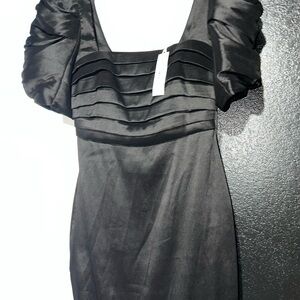 Badgley Mischka Black Pleated Mini Dress